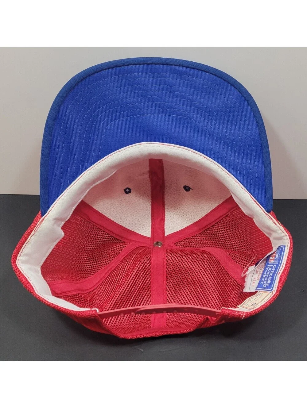 Vtg Carquest Hat Snapback Cap NFL Red/Blue 80's Auto Parts Stores w/Red Rope